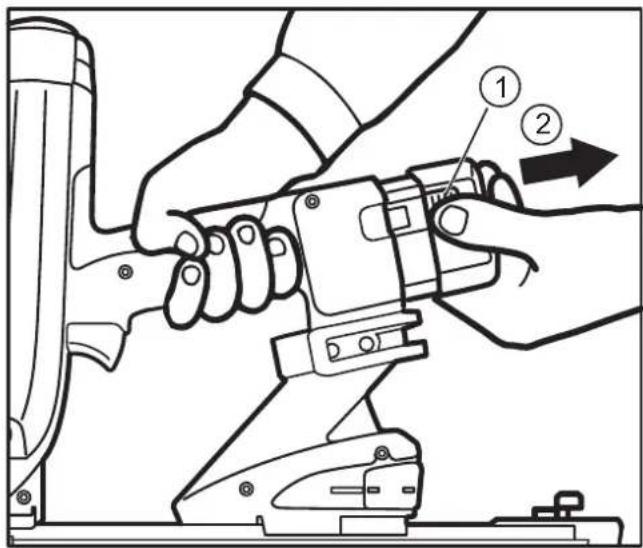 DEWALT DDF5120550 - Retirar a bateria da máquina de pregar hidráulica: - 1