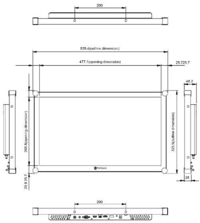 AG Neovo DR-2202 - Dimensions du moniteur - 1