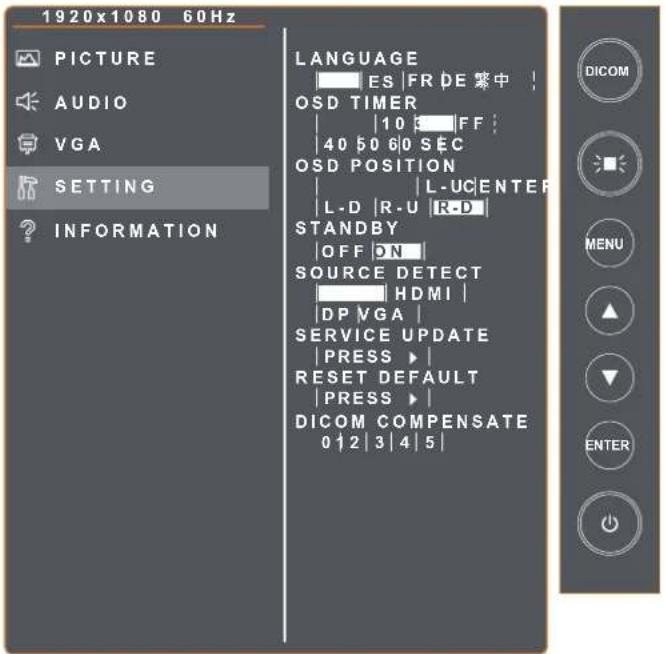 AG Neovo DR-2202 - Menu Réglages - 1