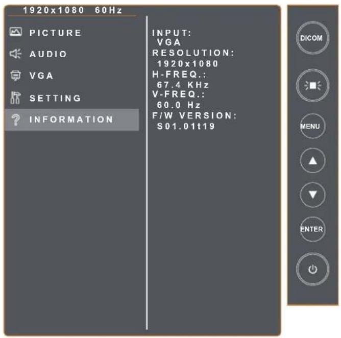 AG Neovo DR-2202 - Menu Information - 1