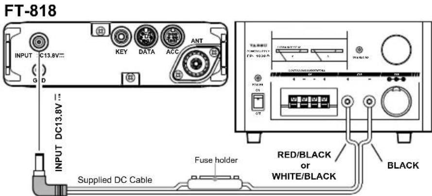 YAESU FT-818 - Branchement d'une alimentation externe - 1