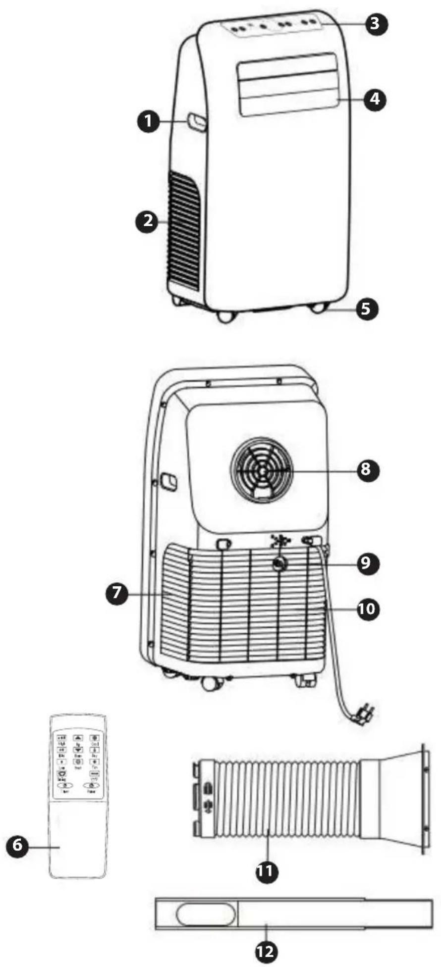 SereneLife SLPAC9 - MAIN PARTS AND COMPONENTS - 1