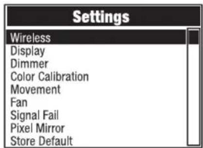Cameo OTOS W3 - SYSTEM SETTINGS (Settings) - 2