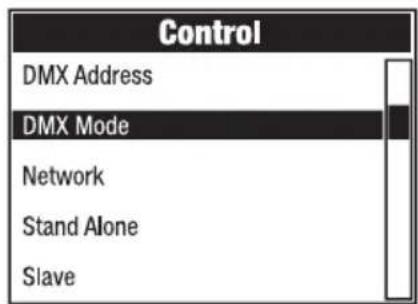 Cameo OTOS W3 - USTAWIANIE TRYBU PRACY DMX (DMX Mode) - 1