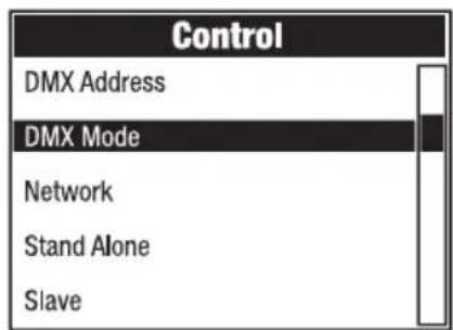 Cameo OTOS W3 - IMPOSTAZIONE DELLA MODALITÀ OPERATIVA DMX (DMX Mode) - 1