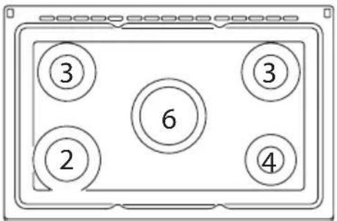 WHIRLPOOL ACM 9412/1 G/IX - BURNER DISPOSITION ON THE HOB - 1