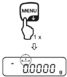 MENU ↓ 1 x ↓ m.1.5 00000 g