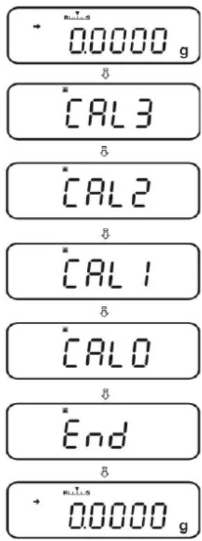 mulls 0.0000 g & * CAL 3 & * CAL 2 & * CAL 1 & * CAL 0 & * End & + mulls 0.0000 g