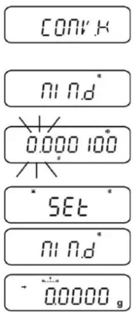 CONV.K NI ND* 0.000 100 * SET * NI ND* + 0.0000 g