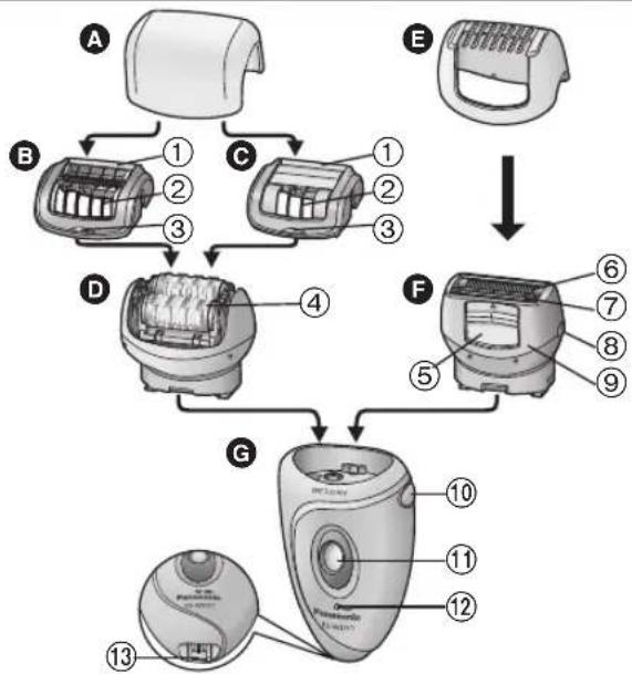 PANASONIC ES-WD51 - Parts identification - 1