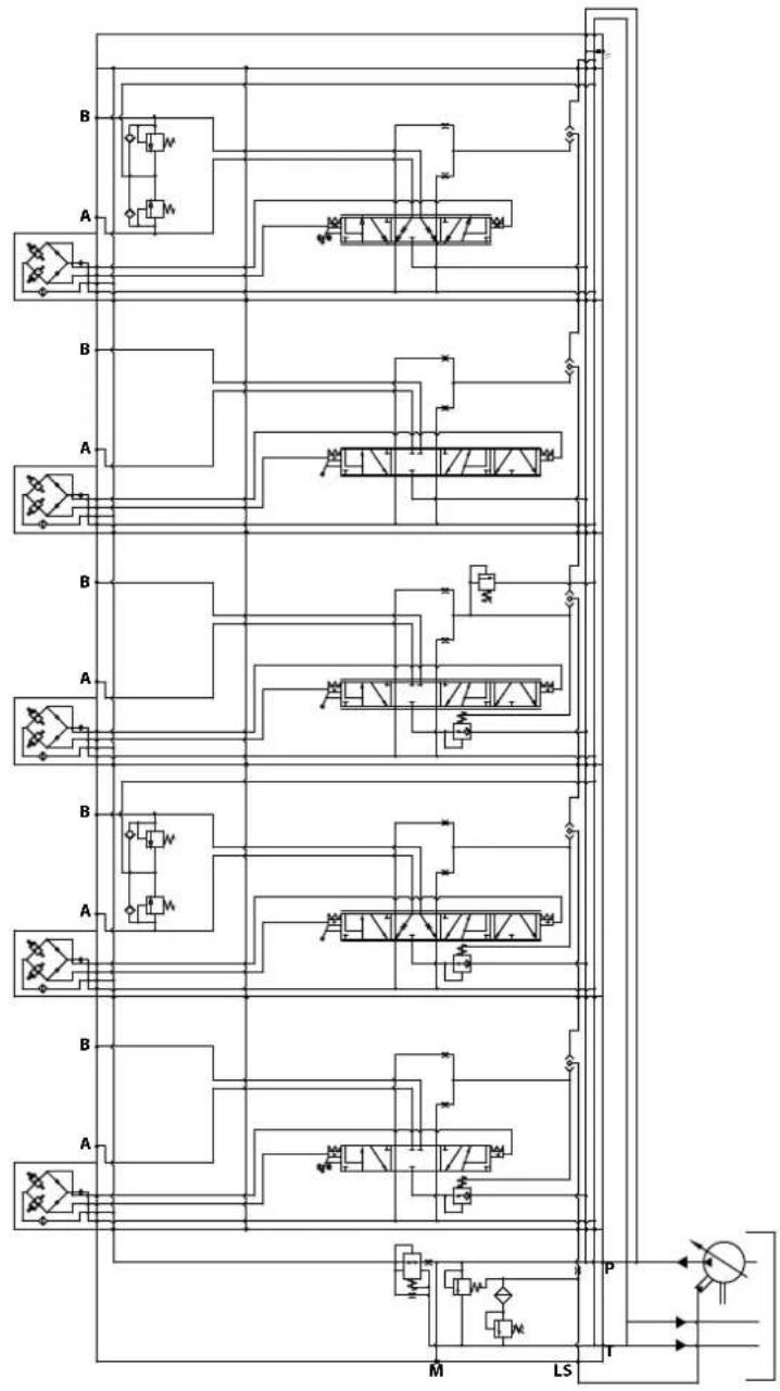 DANFOSS PVG 16 - Schéma PVG 16 avec la plaque d'extrémité de base - 2