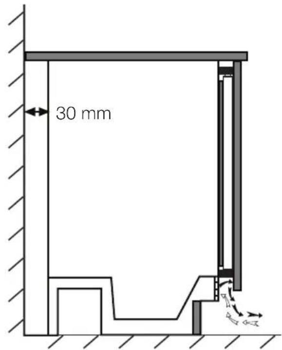 TEKA RSF 41160 BU - Plassering av kjoleskapet under kjokkenbenken og justering av bena - 3