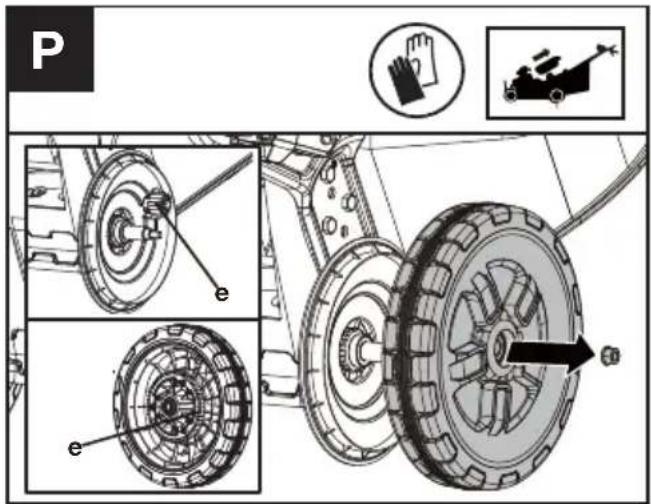 KRESS KC720.9 - Reinigung der Räder (siehe Abb. P) - 1