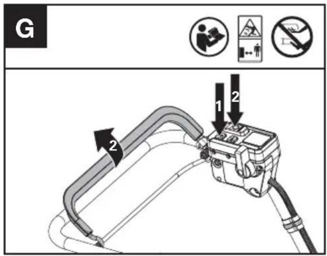 KRESS KC720.9 - Démarrage et arrêt de la tondeuse (voir Fig. G) - 2