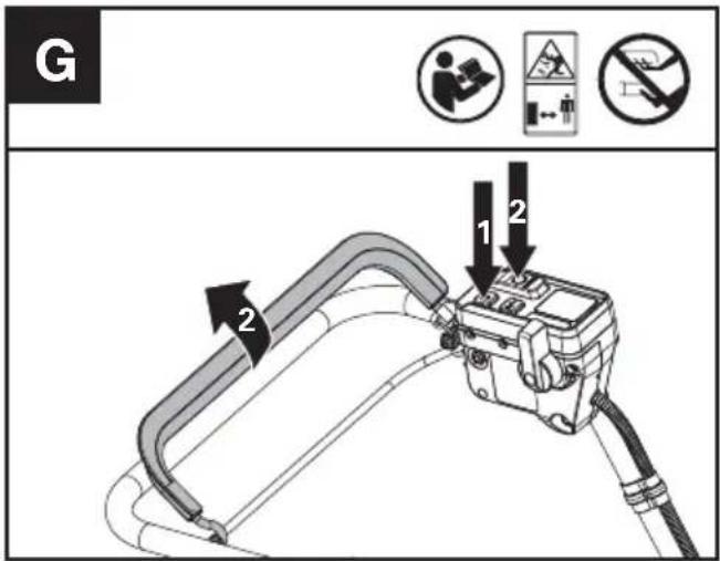 KRESS KC720.9 - Starte og stoppe plæneklipperen (Se Fig. G) - 1