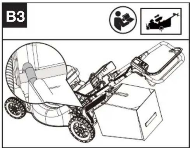 KRESS KC720.9 - Montering af græsopsamlingsposen på plæneklipperen (Se Fig. B2,B3,B4) - 2