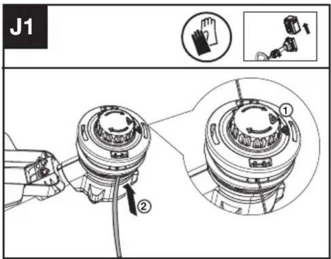 KRESS KC110.9 - Avvolgimento filo di taglio (Vedere Fig. J1, J2, J3) - 1