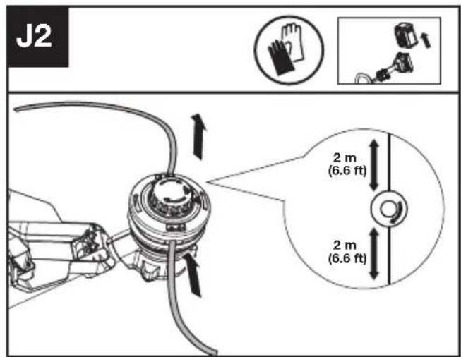 KRESS KC110.9 - Den Trimmerfaden aufwickeln (siehe Abb. J1, J2, J3) - 2