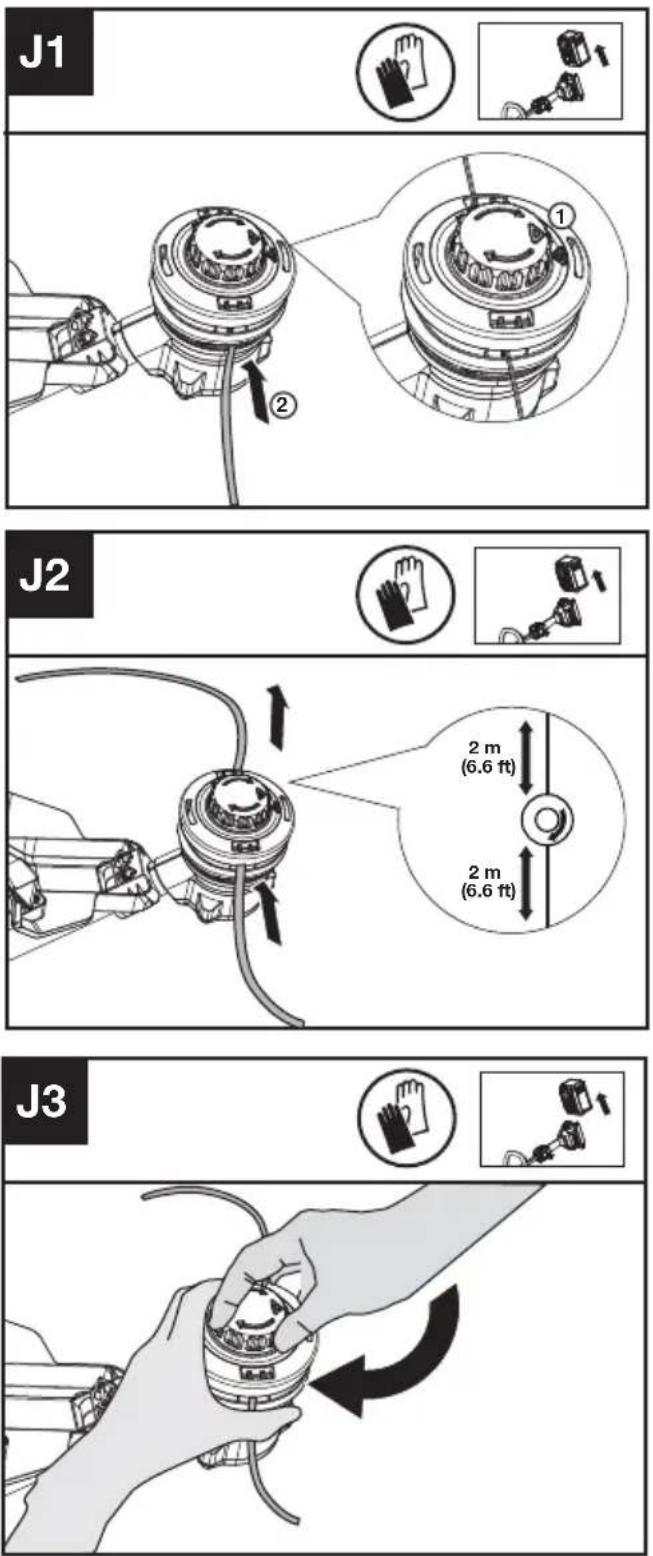 KRESS KC110.9 - Lindning av trimmerlinjen (Se Figur J1, J2, J3) - 1