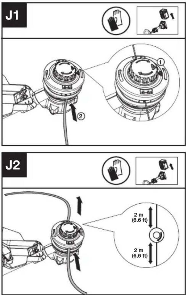 KRESS KC110.9 - Vikling af trimmerlinjen (Se Fig. J1, J2, J3) - 1
