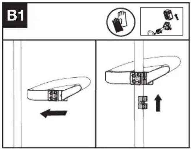KRESS KC110.9 - Montage van de voorste handgreep (Zie afb. B1, B2, B3, B4) - 1