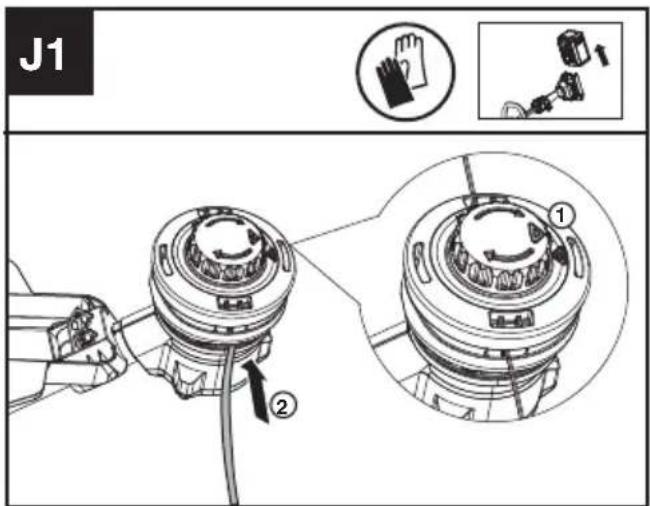 KRESS KC110.9 - Enroulement de la ligne de coupe (Voir Fig. J1, J2, J3) - 1
