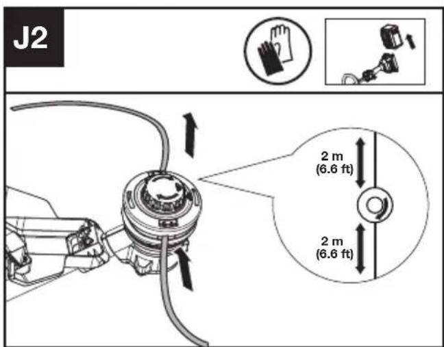KRESS KC110.9 - Sving av trimmerlinjen (se Fig. J1, J2, J3) - 2