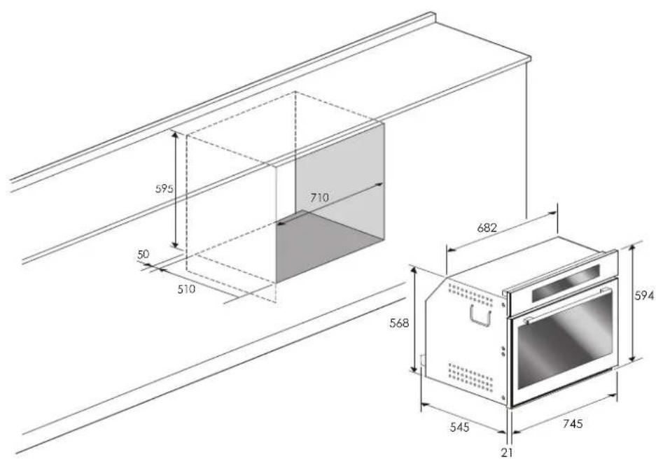 Fulgor Milano FUSO 7505 MT GBK - AUSSCHNITT &amp; ABMESSUNGEN 74,5 cm - 1