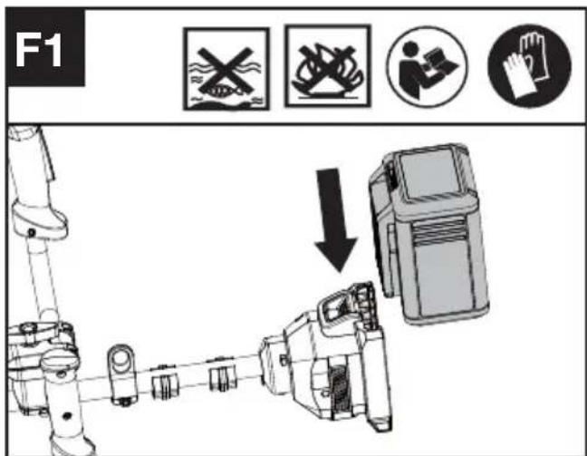 KRESS KC111.9 - Rimozione e installazione della batteria (Vedi Fig. F1, F2) - 1