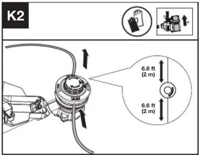 KRESS KC111.9 - Sving av trimmerlinjen (se Fig. K1, K2, K3) - 2