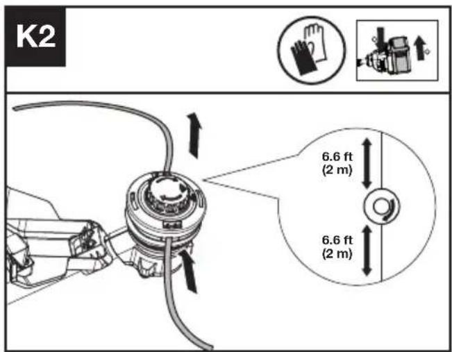 KRESS KC111.9 - Die Trimmerleine aufwickeln (siehe Abb. K1, K2, K3) - 2