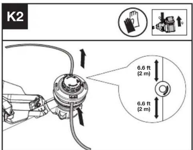 KRESS KC111.9 - Vikling af trimmerlinjen (Se Fig. K1, K2, K3) - 2