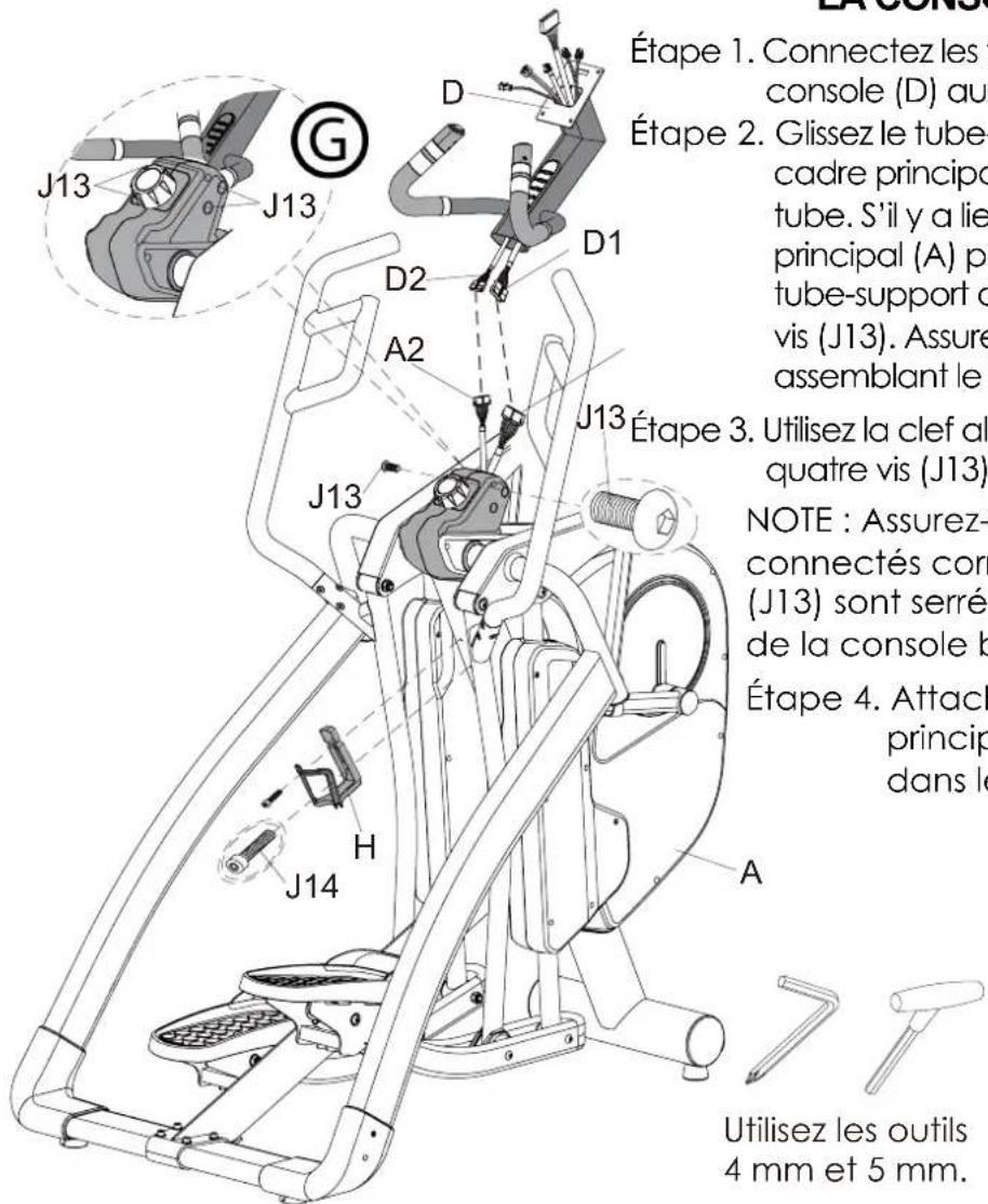 Sole Fitness ST600 - FIGURE 7\_\_ ASSEMBLAGE DU TUBE-SUPPORT DE LA CONSOLE ET DU PORTE-BOUTEILLE - 1