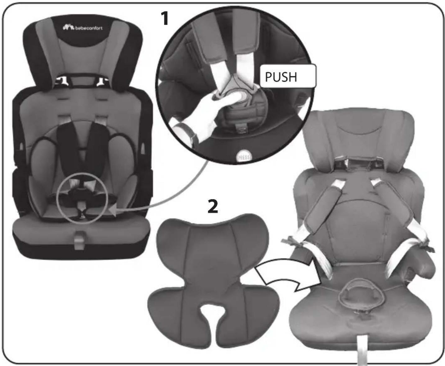 BEBE CONFORT Ever Safe+ - EN GROUP 1: USING THE BOOSTER WITH BACK AND 5-POINT HARNESS - 8