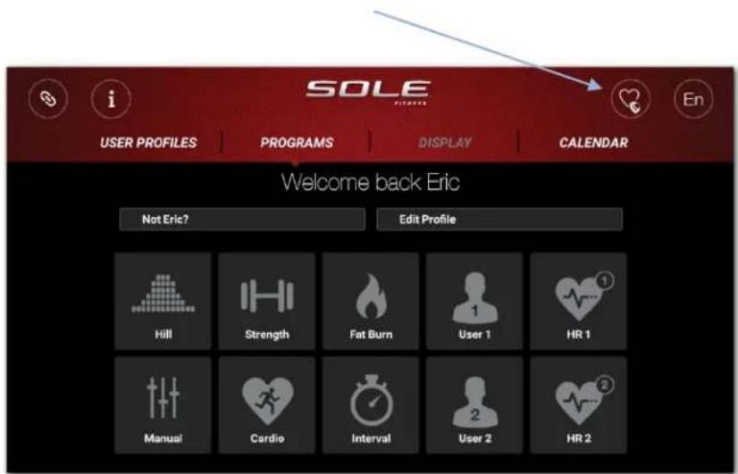 Sole Fitness LCR - Instructions pour connecter la console + l'application Sole + la sangle de poitrine Bluetooth : - 1