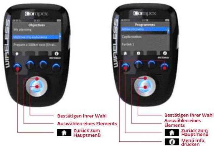 COMPEX Wireless - AUSWÄHLEN EINES ZIELS ODER EINES PROGRAMMS - 1
