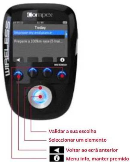 COMPEX Wireless - SELECCIONAR O MENU AGENDA, OBJECTIVOS, PARÂMETROS OU PROGRAMAS - 4