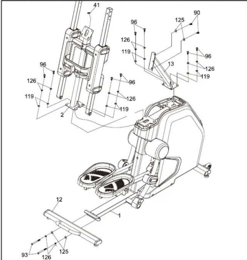 Sole Fitness CC81 - ASSEMBLAGE DU STABILISATEUR ARRIÈRE ET DU TABLEAU DE LA CONSOLE - 1