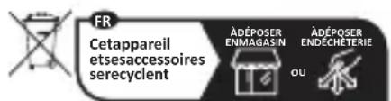 FR Cetappareil etsesaccessoires serecyclent ÀDÉPOSER ENMAGASIN ÀDÉPOSER ENDÉCHETERIE OU