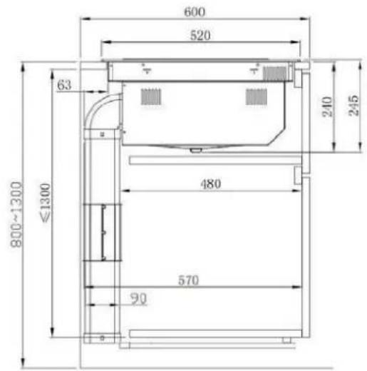 CANDY CIH6I4CF - Dimensioni del mobile e della canna fumaria - 2