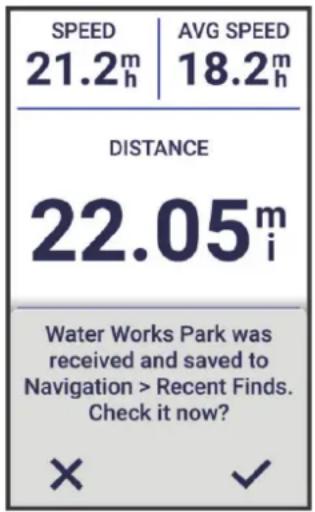 GARMIN Edge 1050 - Navigation jusqu'à une position partagée pendant un parcours - 1