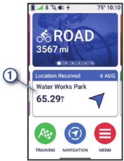 GARMIN Edge 1050 - Demarrage d'un parcours a partir d'une position partagée - 1