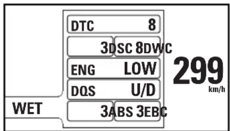 DTC 8 3DSC 8DWC ENG LOW DQS U/D WET 3ABS 3EBC 299 km/h