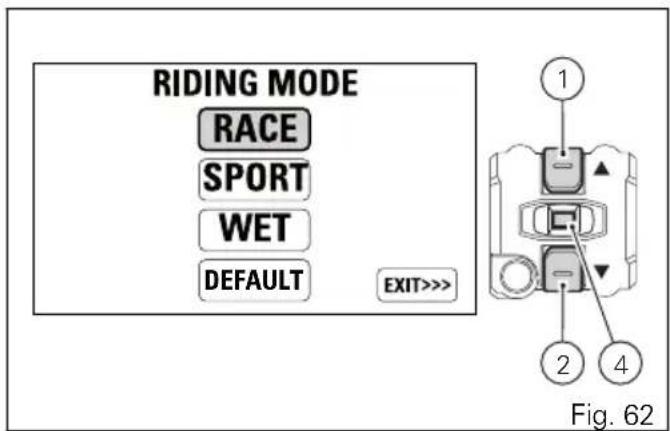 RIDING MODE RACE SPORT WET DEFAULT EXIT>> Fig. 62