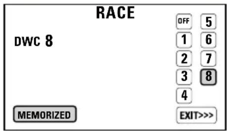 RACE DWC 8 OFF 5 1 6 2 7 3 8 4 MEMORIZED EXIT>>>