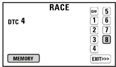 RACE DTC 4 OFF 5 1 6 2 7 3 8 4 MEMORY EXIT>>>