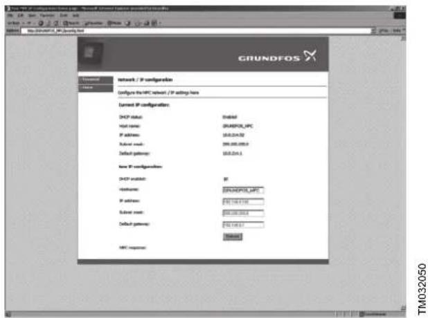 Grundfos Control MPC - Changement du réglage du réseau - 1