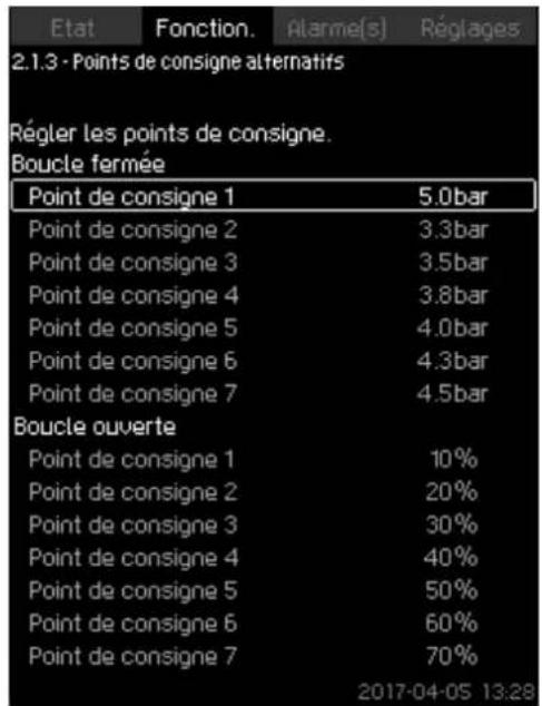 Grundfos Control MPC - Points de consigne alternatifs (2.1.3) - 1