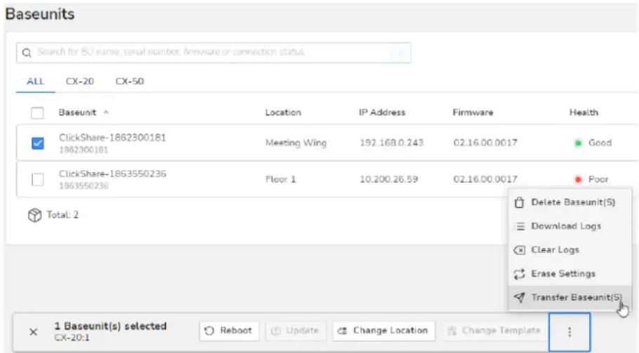 Barco XMS Cloud - Comment proceder à un transfert - 1