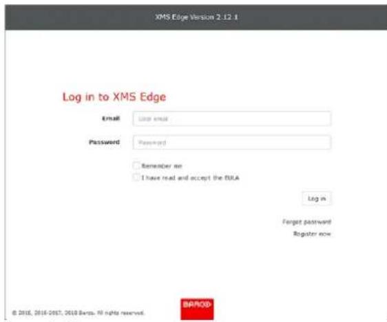 Barco XMS Cloud - Connectez-vous à XMS Edge avec les identifiants souhaités. - 1